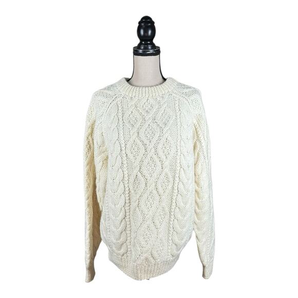 Vintage Hand Knit Chunky Cable Knit Fishmerman Sweater - Picture 1 of 3